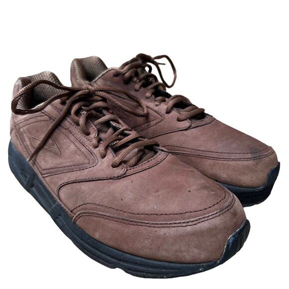 Brooks Addiction Walker Running Shoes Sneakers Lace Up Athletic Leather Brown